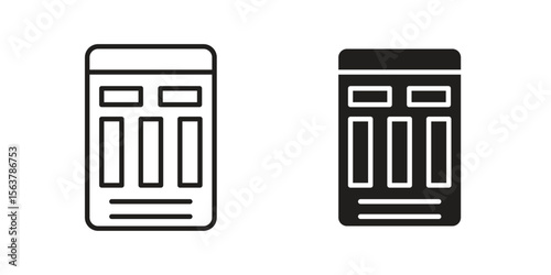Mood board icon. Flat and stroke versions. Graphic elements.