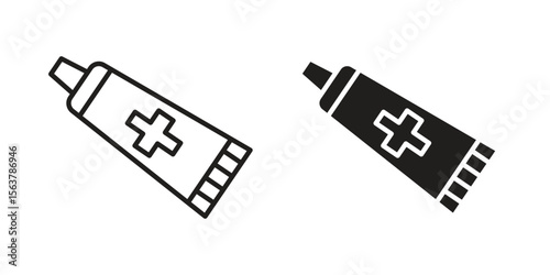 Ointment icon. Flat and stroke versions. Graphic elements.