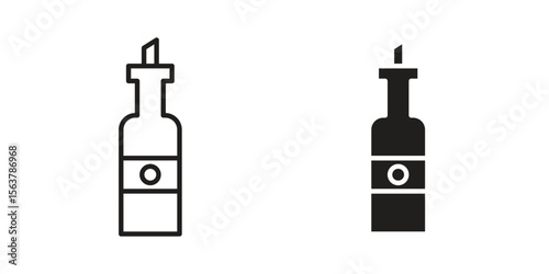Olive oil icon. Flat and stroke versions. Graphic elements.