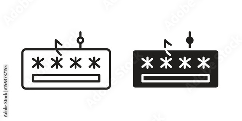 Password phishing icon. Flat and stroke versions. Graphic elements.