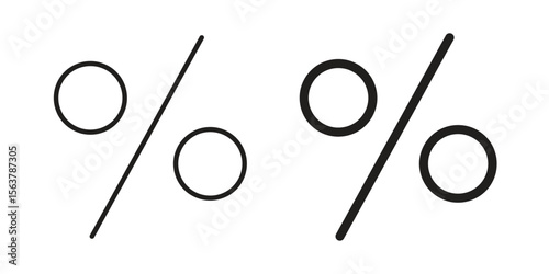 Percent icon. Flat and stroke versions. Graphic elements.
