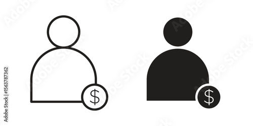 Personal loan icon. Flat and stroke versions. Graphic elements.