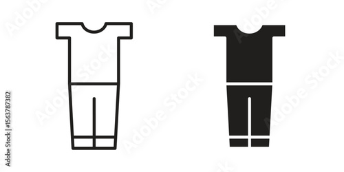 Pijama icon. Flat and stroke versions. Graphic elements.