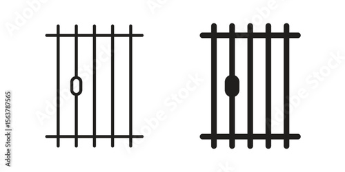 Prison icon. Flat and stroke versions. Graphic elements.