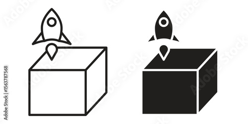 Product release icon. Flat and stroke versions. Graphic elements.