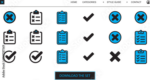 Checklist Icons  Approval, Rejection, and Task Management Symbols