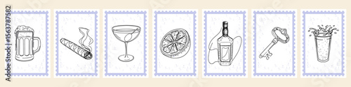 symbol ideas of elements with a vintage stamp style perfect for bar decorations think rustic, old-timey, or retro charm