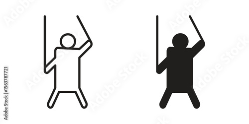 Puppet icon. Flat and stroke versions. Graphic elements.
