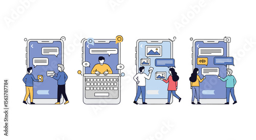 Teamwork and Collaboration in Digital Projects Illustrating Communication and Idea Sharing on Mobile Devices