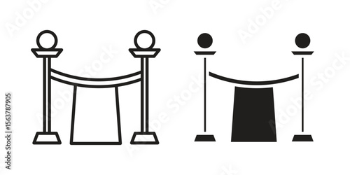 Red carpet icon. Flat and stroke versions. Graphic elements.