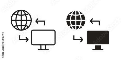 Remote Access icon. Flat and stroke versions. Graphic elements.