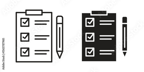Requirements icon. Flat and stroke versions. Graphic elements.