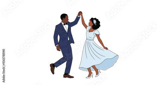 A Couple Dancing Gracefully at Their Wedding Celebration Enjoying Their Special Moment Together