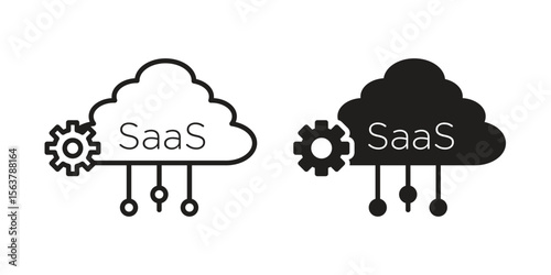 SaaS icon. Flat and stroke versions. Graphic elements.