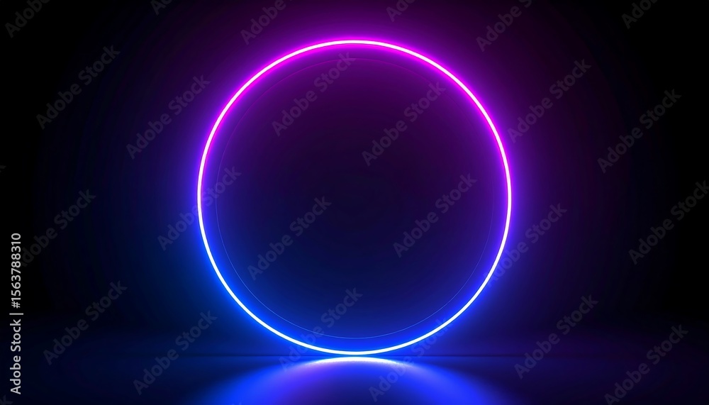 Obraz premium Glowing neon circle in dark space.
