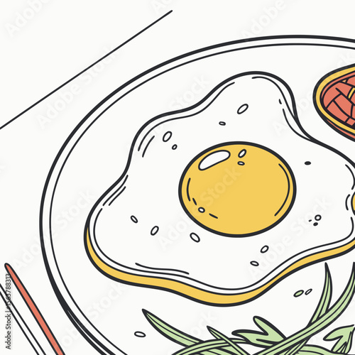  fried egg flat vector illustration .