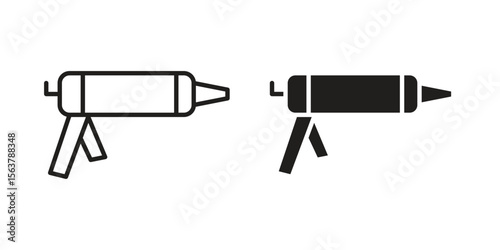 Sealants gun icon. Flat and stroke versions. Graphic elements.