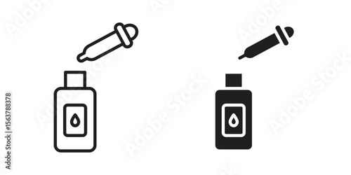 Serum icon. Flat and stroke versions. Graphic elements.