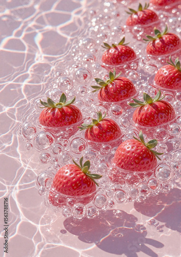 energy wallpaper of strawberry in bubbly water