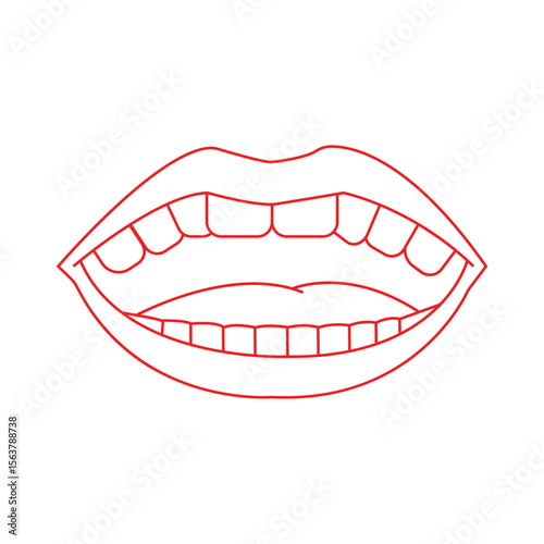 letter mouth animate line icon vector. 