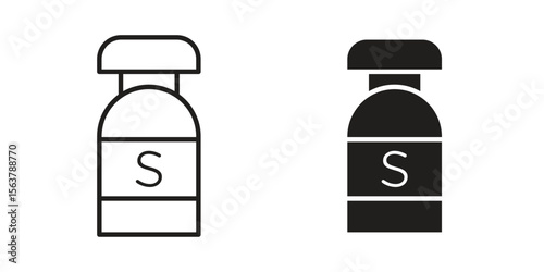 Solvent icon. Flat and stroke versions. Graphic elements.