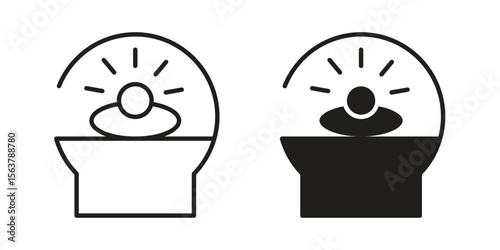 Solarium icon. Flat and stroke versions. Graphic elements.