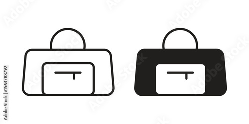 Sports bag icon. Flat and stroke versions. Graphic elements.