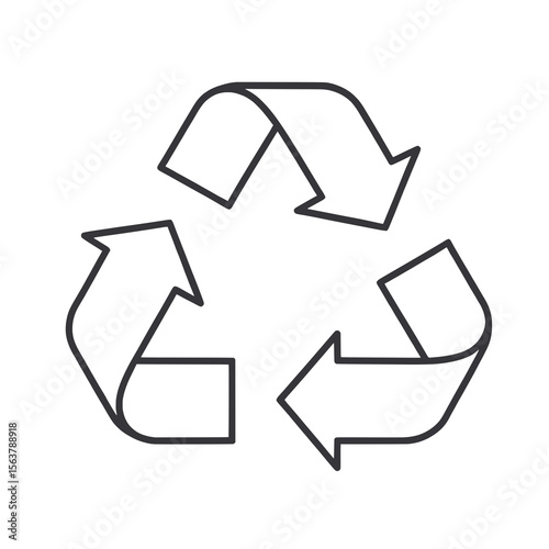 White recycling symbol black outline on isolated background, vector for eco-friendly designs	