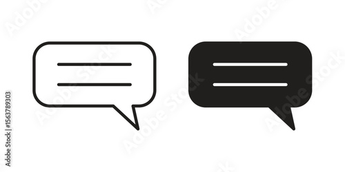 Text chat icon. Flat and stroke versions. Graphic elements.