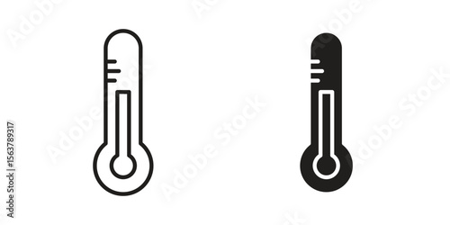 Thermometer icon. Flat and stroke versions. Graphic elements.