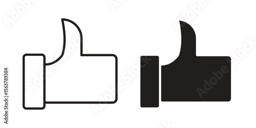 Thumb up icon. Flat and stroke versions. Graphic elements.
