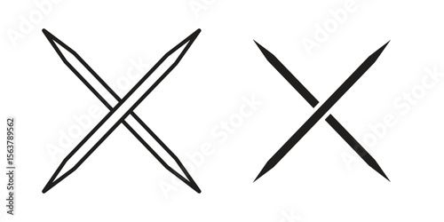 Toothpick icon. Flat and stroke versions. Graphic elements.