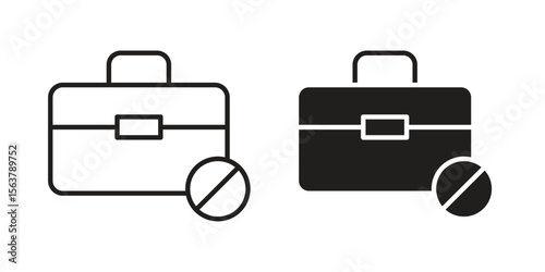 Unemployment icon. Flat and stroke versions. Graphic elements.