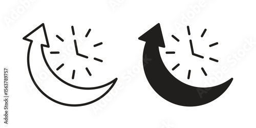 Uptime and downtime icon. Flat and stroke versions. Graphic elements.