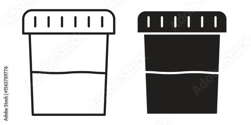 Urine test icon. Flat and stroke versions. Graphic elements.