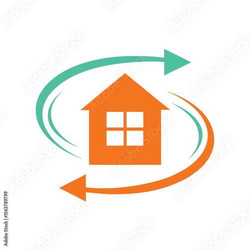 Real Estate House Arrow Vector Icon.