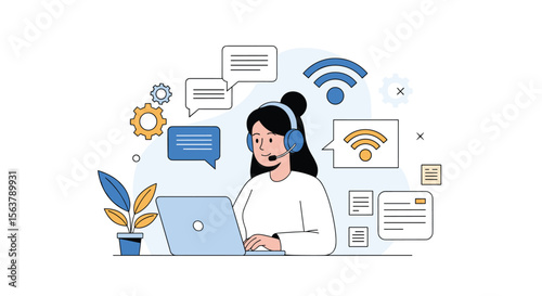 Customer Support Professional Interacting With Clients Online Through Digital Communication Channels