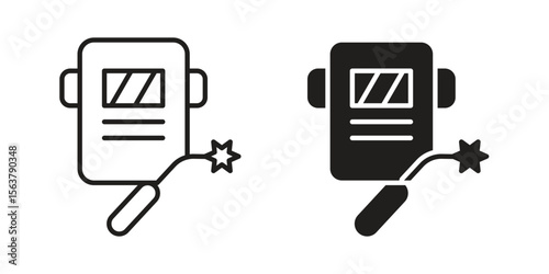 Welding icon. Flat and stroke versions. Graphic elements.