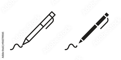 Write icon. Flat and stroke versions. Graphic elements.