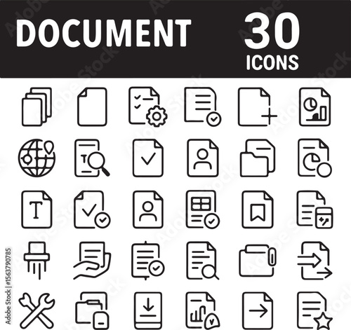 Document 30 Minimalist Line Icons Set