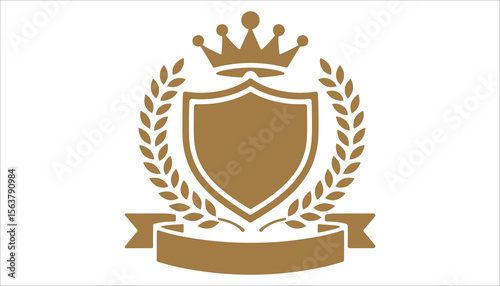 Luxury Shield Crest with Crown and Laurel Wreath