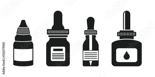 Pipette with oil drop icon set collection in flat style. Dropper bottle vector illustration on isolated background. Medical tube sign business concept.