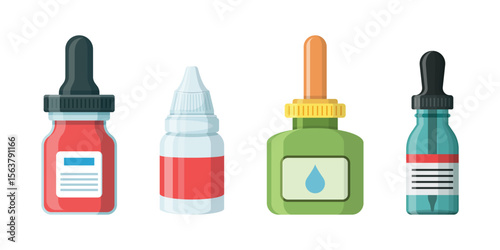 Pipette with oil drop icon set collection in flat style. Dropper bottle vector illustration on isolated background. Medical tube sign business concept.