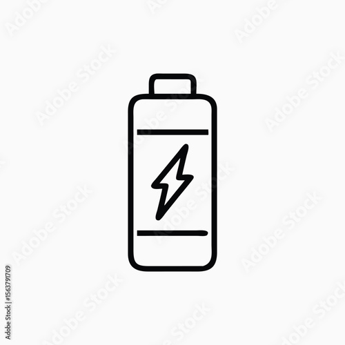 Battery icon with lightning bolt sign. Battery charging icon with lightning bolt symbol vector template