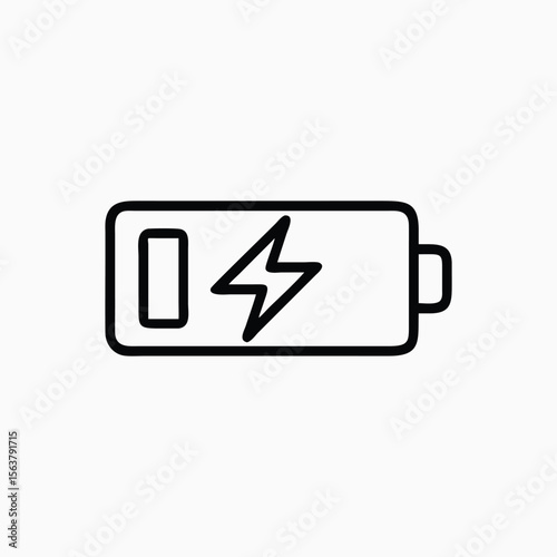 Battery icon with lightning bolt sign. Battery charging icon with lightning bolt symbol vector template