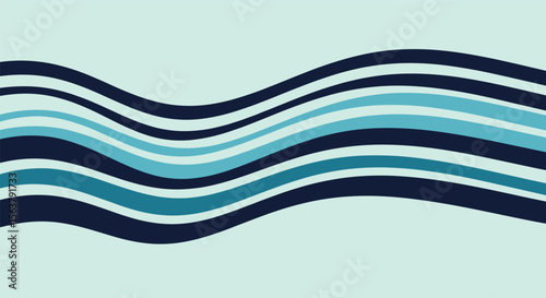 Abstract flowing wavy lines pattern with cool blue and dark navy colors on a light aquamarine background creating a dynamic and modern visual effect