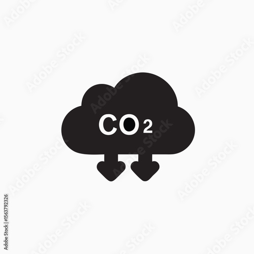 cloud co2 reduction vector icon