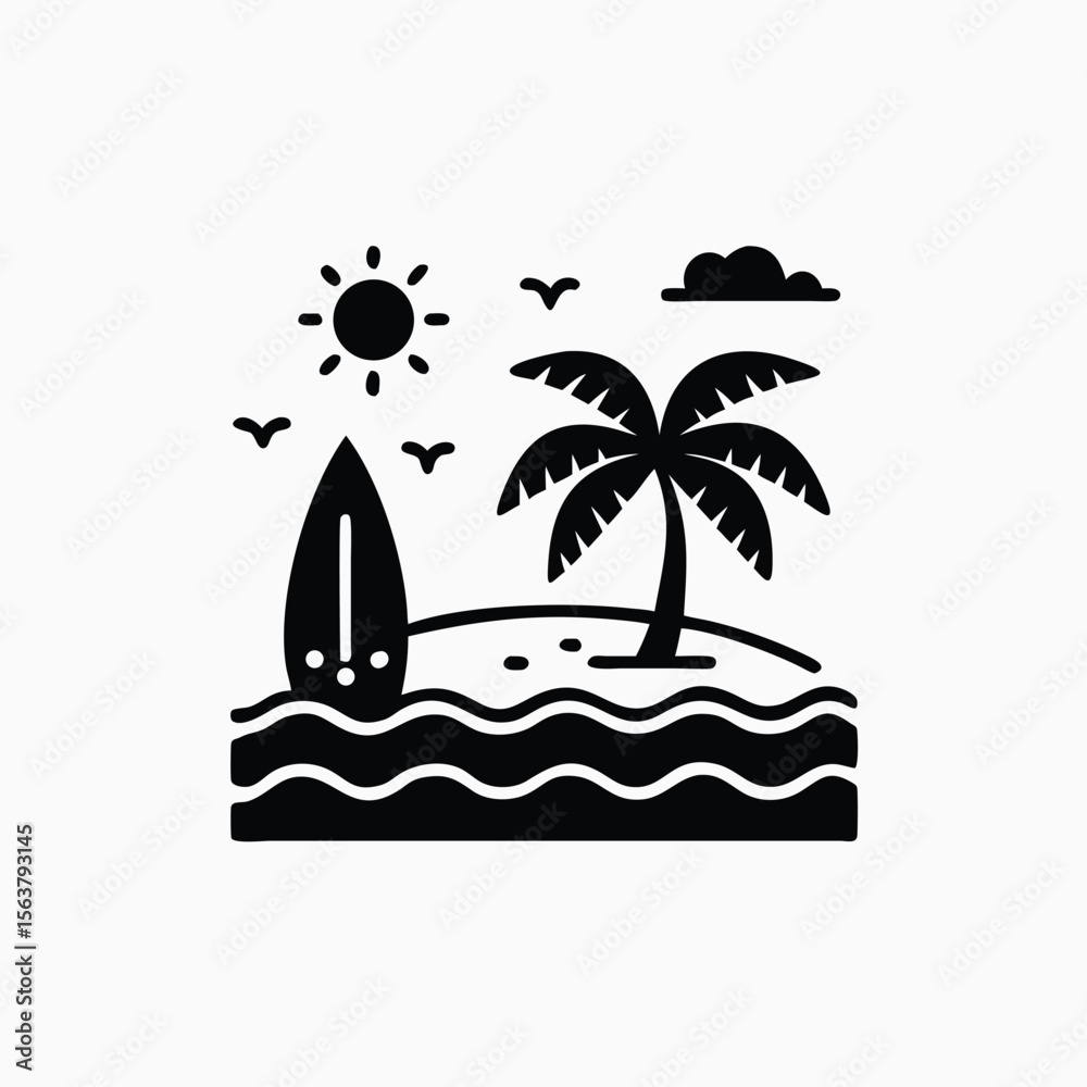 Obraz premium tropical beach and surf themed vector set 
