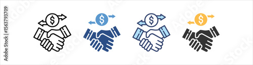 Transaction Icon Set Multiple Style Collection