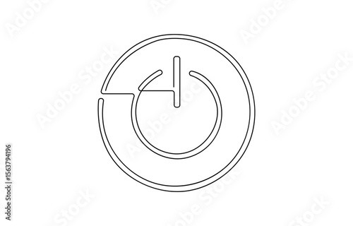 On-Off button one continuous line drawing, Green Environment Line Icon, Power icon Drawing, Power button symbol, set or tree sliders in ON and OFF position Vector illustration, On-Off button .